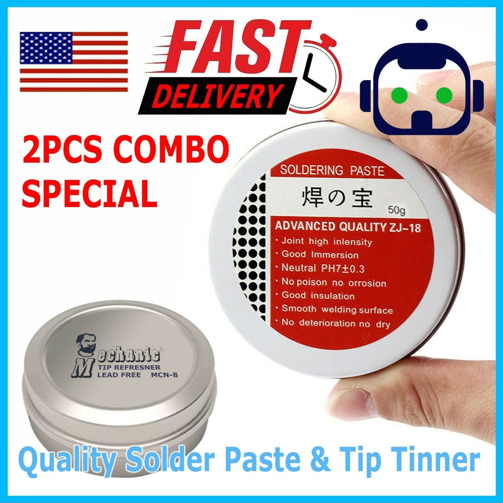 Quality Rosin Soldering Flux Paste Solder Welding Grease 50G + Tip Tinner