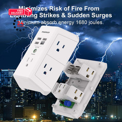 USB Wall Charger, POWERIVER Multi Outlet Extender Surge 3U1C/Standard, White