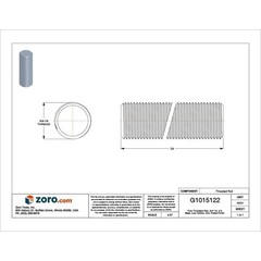 Zoro Select 20209 Fully Threaded Rod, 3/4″-16, 2 Ft, Steel, Low Carbon, Zinc