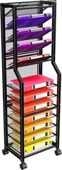 12-Tier Rolling File Organizer Cart – Stylish Black Metal Storage Solution
