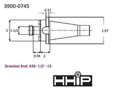 HHIP 3900-0745 #30 NMTB Shell End Mill Holder, 1-1/2