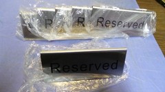 6 – Update International RES-5/SS Reserved Table Sign – Black Lettering 2″ x 4-3