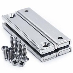 Strong Rectangular Pot Magnets with Counter Bore, 55 lbs(25 KG), Pack of 4