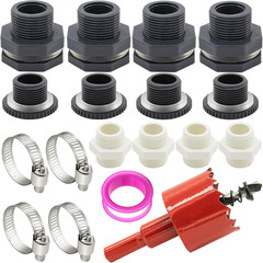 18-Piece 3/4″ Water Barrel Bulkhead Fitting Kit with Connectors and Tools