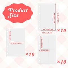 30 Sheets A5 Clear Binder, 1/2/4 Plastic Sleeve for 7.5 X 5.9 Inches,