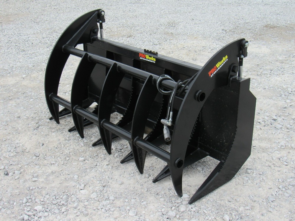 72″ Brush Root Rake Clam Grapple Attachment Fits Skid Steer Tractor Quick Attach