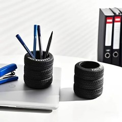 Desk Organizer Pen Holder Pen Pencil Tire Shaped Holder Case Office Stationery