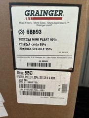 3 Pack GRAINGER 6B593 MIRV 14 20x20x4 Mini-Pleat Air Filter (Box Of 3)