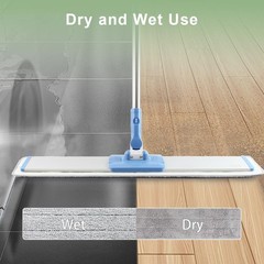 CQT Commercial Flat Microfiber Floor Mop Cleaning System 24″ Inch Wet Blue