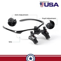 Dental 5W LED Wireless Headlight Medical 4X Ergo Binocular Loupes Glass