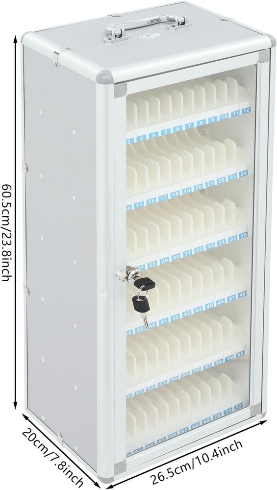 72 Slots Cell Phone Locker Box Cell Phone Lockers Storage Cabinet White