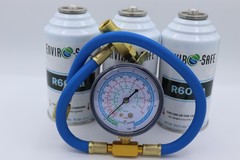 R600a, R-600a Refrigerant, 3 cans & gauge kit Enviro-Safe #8056