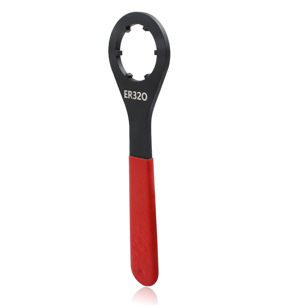 ER32 Collet Chuck Clamping Nut Wrench Spanner with Red Non-slip Handle