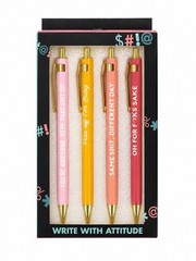 Yes! Designs Funny Dirty Words Ballpoint Pens For Adults Set of 4, New Open Box