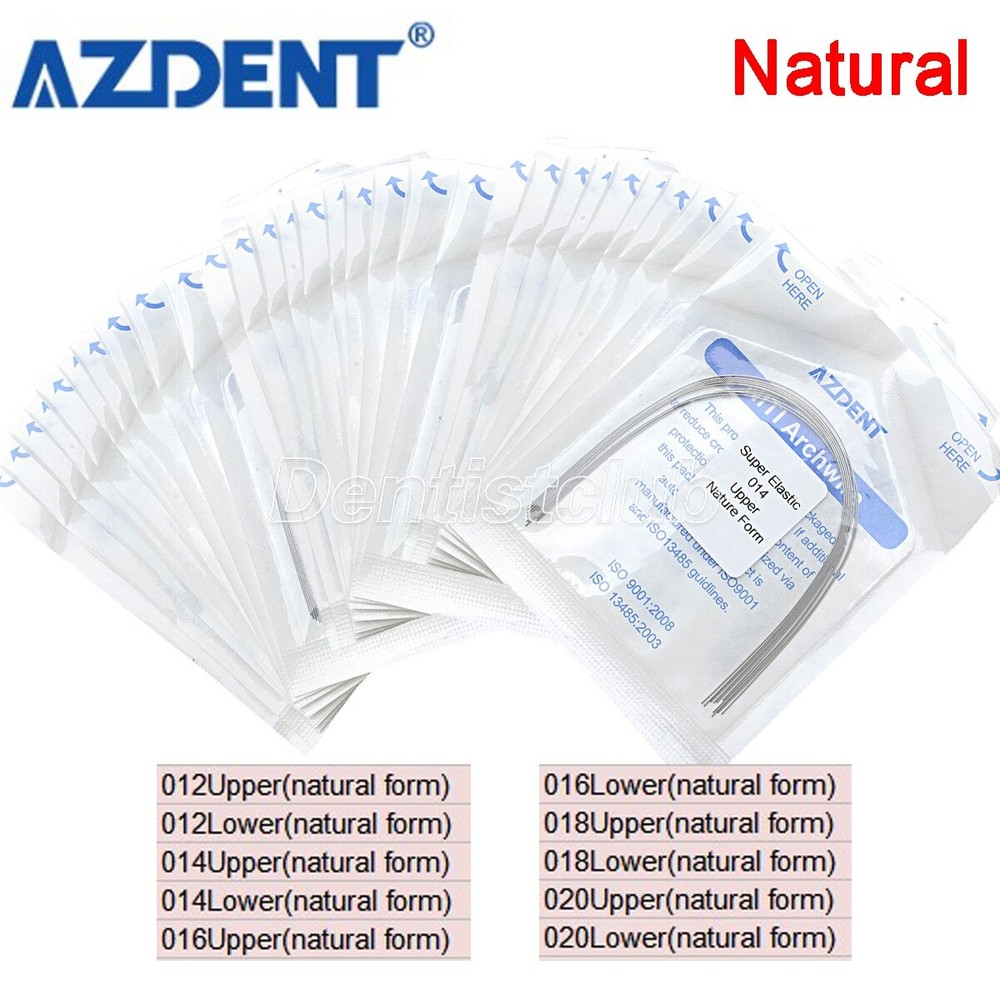 5Pack AZDENT Dental Orthodontic Super Elastic Niti Round Arch Wires Nature Form