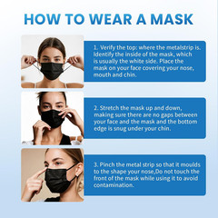 Disposable Face Mask, 100 PCS Black Masks, 3 Ply Protection Face Masks