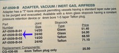 CHEMGLASS AIRFREE ADAPTER VACUUM INERT GAS 24/40 FREE SHIPPING 53