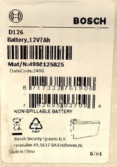 Bosch D126 SLA Replacement Battery 12V 7.2Ah/20HR Constant Voltage Charge