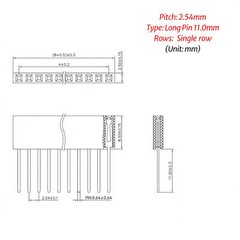 2.54mm 0.1″ PCB Header Vertical Female Socket Connector, Single/Double Row Pin