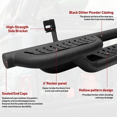Steel Running Boards Side Steps Black 2010-2024 for Dodge Ram 2500/3500 Quad Cab