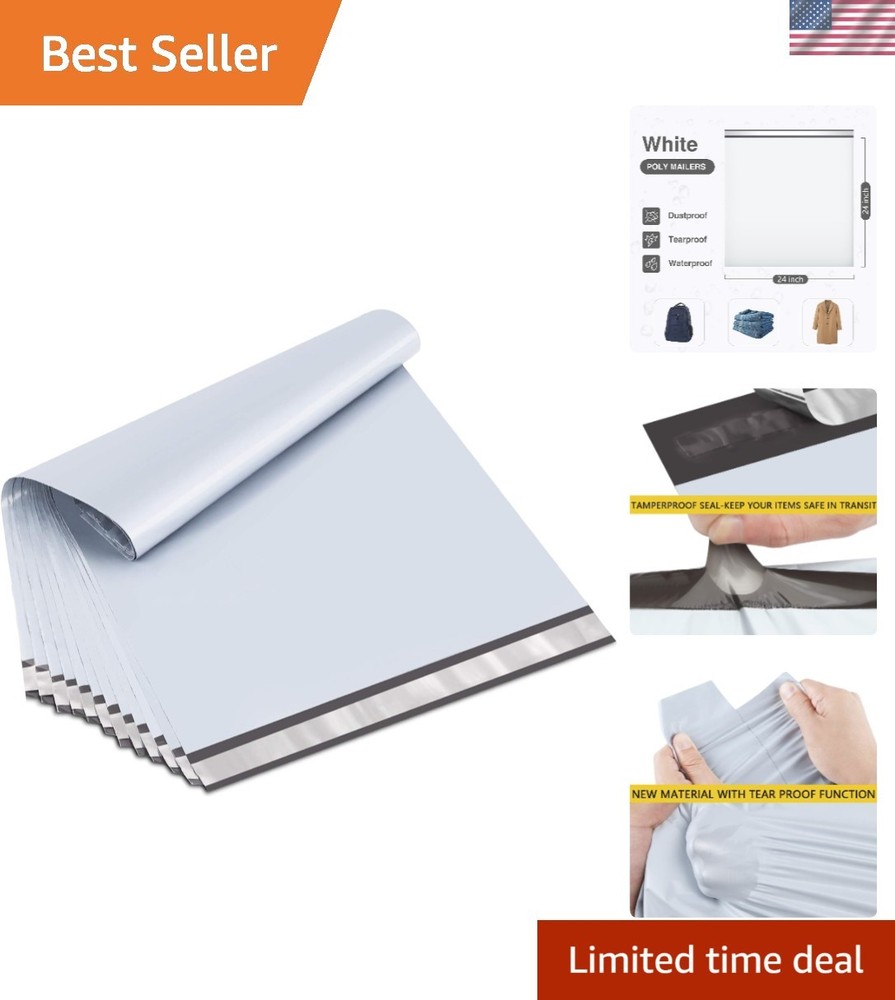 Reliable 50 Pack Poly Mailers 24×24 Inch – Strong Adhesive & Privacy Protection