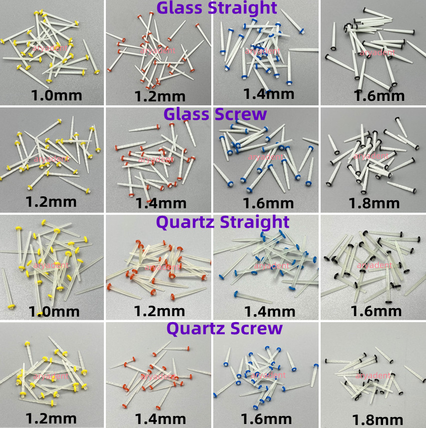 Dental Glass Quartz Fiber Post Root Canal Pin Straight Screw Restorative 1.0-1.8