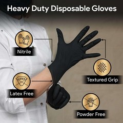 6 Mil Black Nitrile Gloves Large, Heavy-Duty Disposable Gloves for Mechanics,