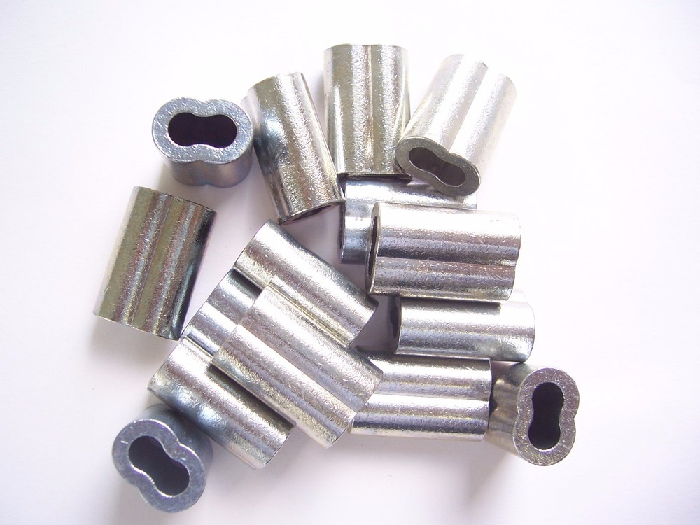 100 Zinc Plated Copper Swage Sleeves for Wire Rope Cable, 1/16″, Made in USA
