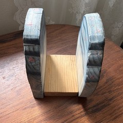 Hand Painted Wooden Napkin Holder Cottage Hearts Home Decor Blue Beige Red Brown