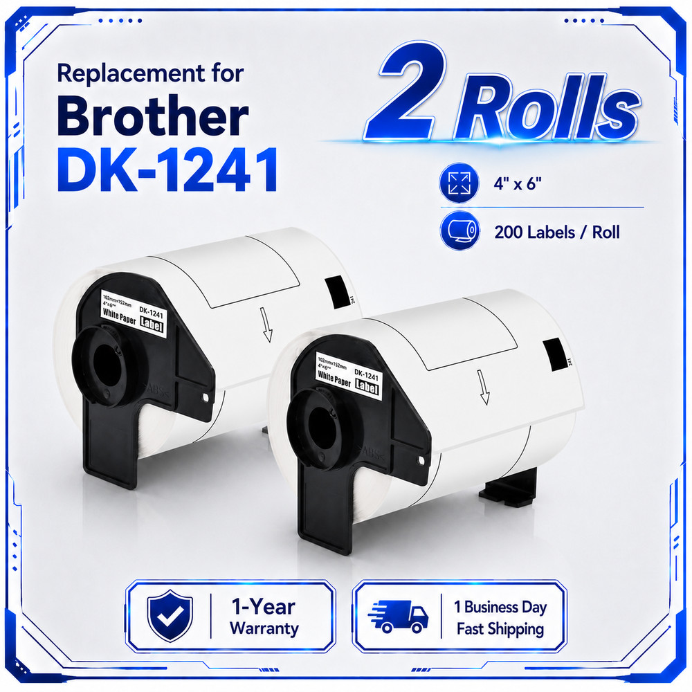 Compatible DK-1241 4″x6″ Thermal Shipping Labels for Brother QL Printers 2Rolls