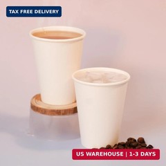 MOUMOULIFE Disposable Paper Coffee Cups 12 oz 300 Count Bulk, Leak-Proof White C