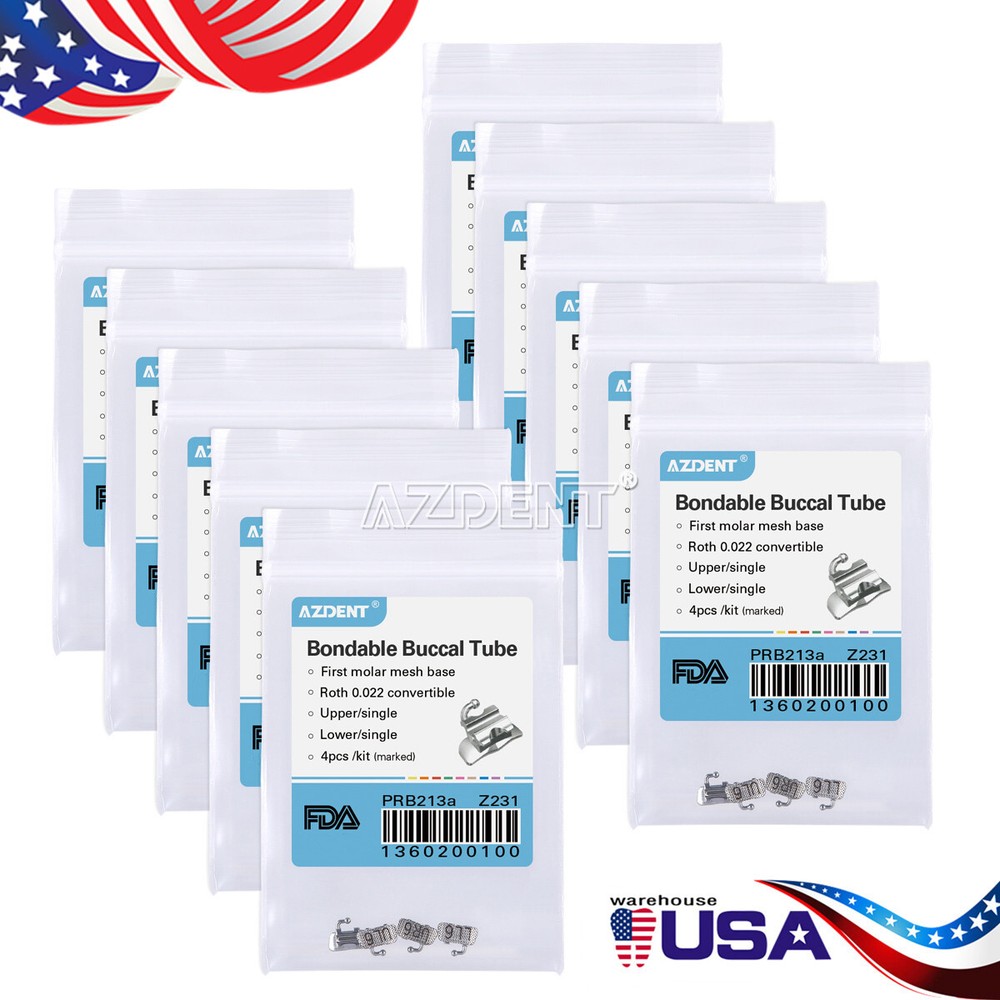 AZDENT Dental Orthodontic 1st 2nd Molar Buccal Tube Roth/MBT 018/022 Bondable