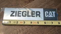 Ziegler Cat Caterpillar Stick-on Emblem Plate Logo Chrome Rigid Plastic 8″ Long