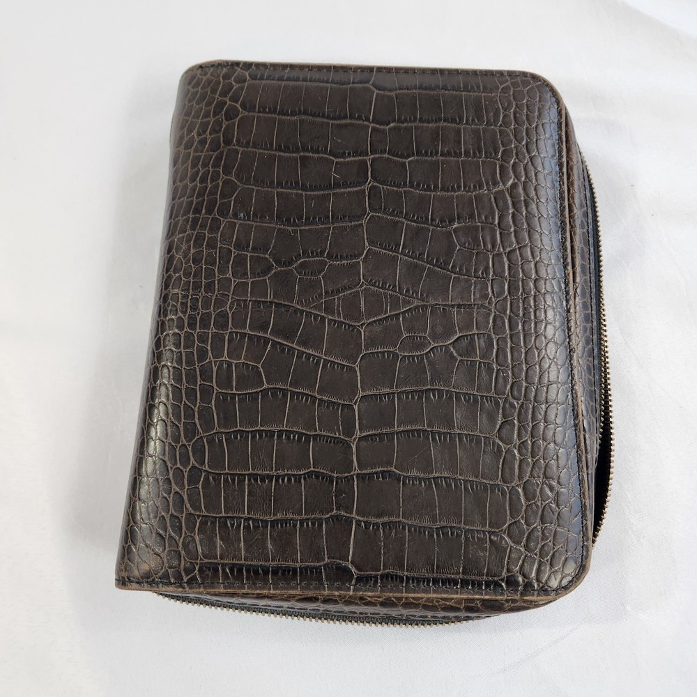 Full Grain Leather Classic Franklin Covey Planner Binder Organizer Croc Reptile