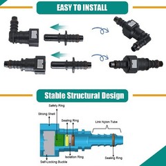 2 Sets Fuel Line Quick Connect, Push-On Release Hose Connectors Straight & Elbow