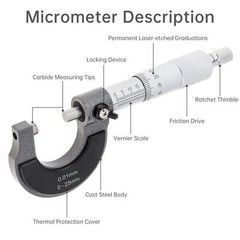Outside Micrometer 0-25mm 0.01mm Metric External Caliper with Zero Wrench Metric