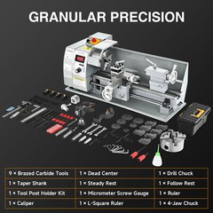 8×16″ Mini Metal Lathe Digital Metal Gear Brushless-Motor Full-Set 1.5HP