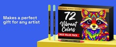 24 Metallic Acrylic Paint Markers – Paint Pens for Drawing, Brush + Fine Tips –