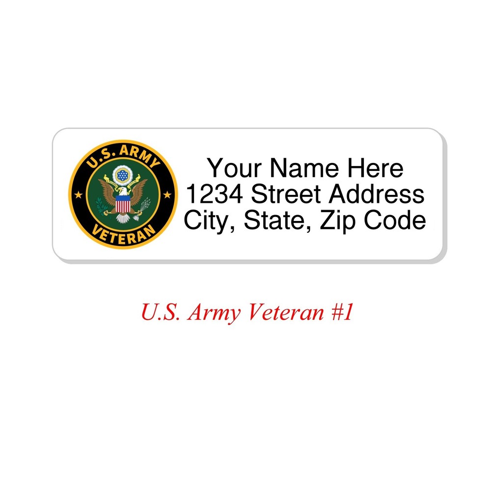 60 Return Address Labels Personalized Printed 3/4 x 2 1/4 Military Veteran