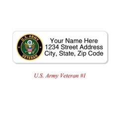 60 Return Address Labels Personalized Printed 3/4 x 2 1/4 Military Veteran