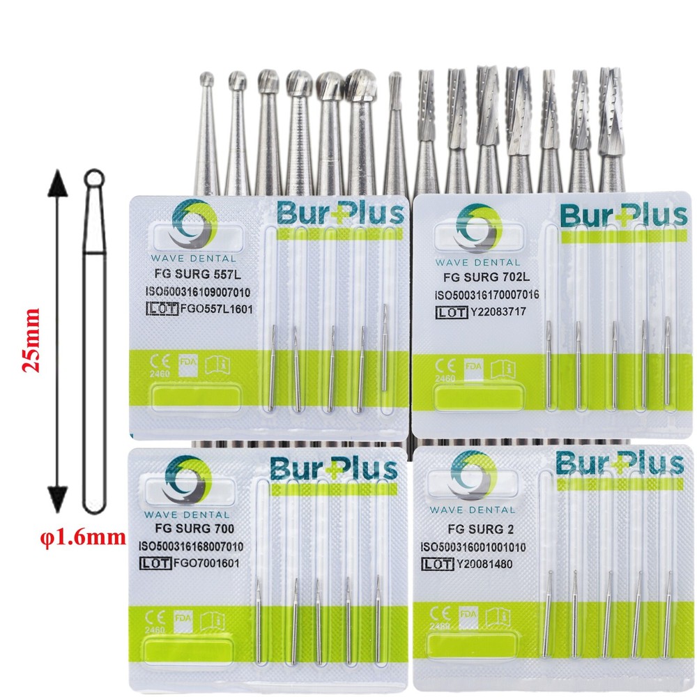 WAVE Dental Carbide Surgical Long Burs FG SURG Bur Oral Surgery FGOS Length 25mm
