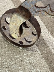 Vtg. Cast Iron Railway Cart Wheel / Caster Nice Industrial Salvage Wheels Spin
