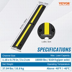 VEVOR 4 PCs 39” Cable Protector Ramp 18000 lbs Speed Bump Floor Cable Protector