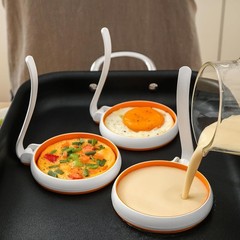 Silicone Fried Egg Cooker Rings Set,Nonstick,Easy to Use&Clean, White&Orange