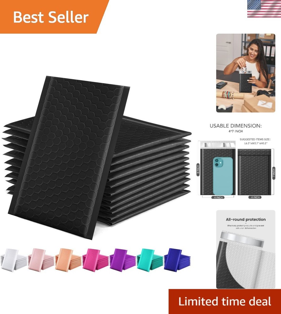 Black 4×8 Inches Bubble Mailers (50 Pack)