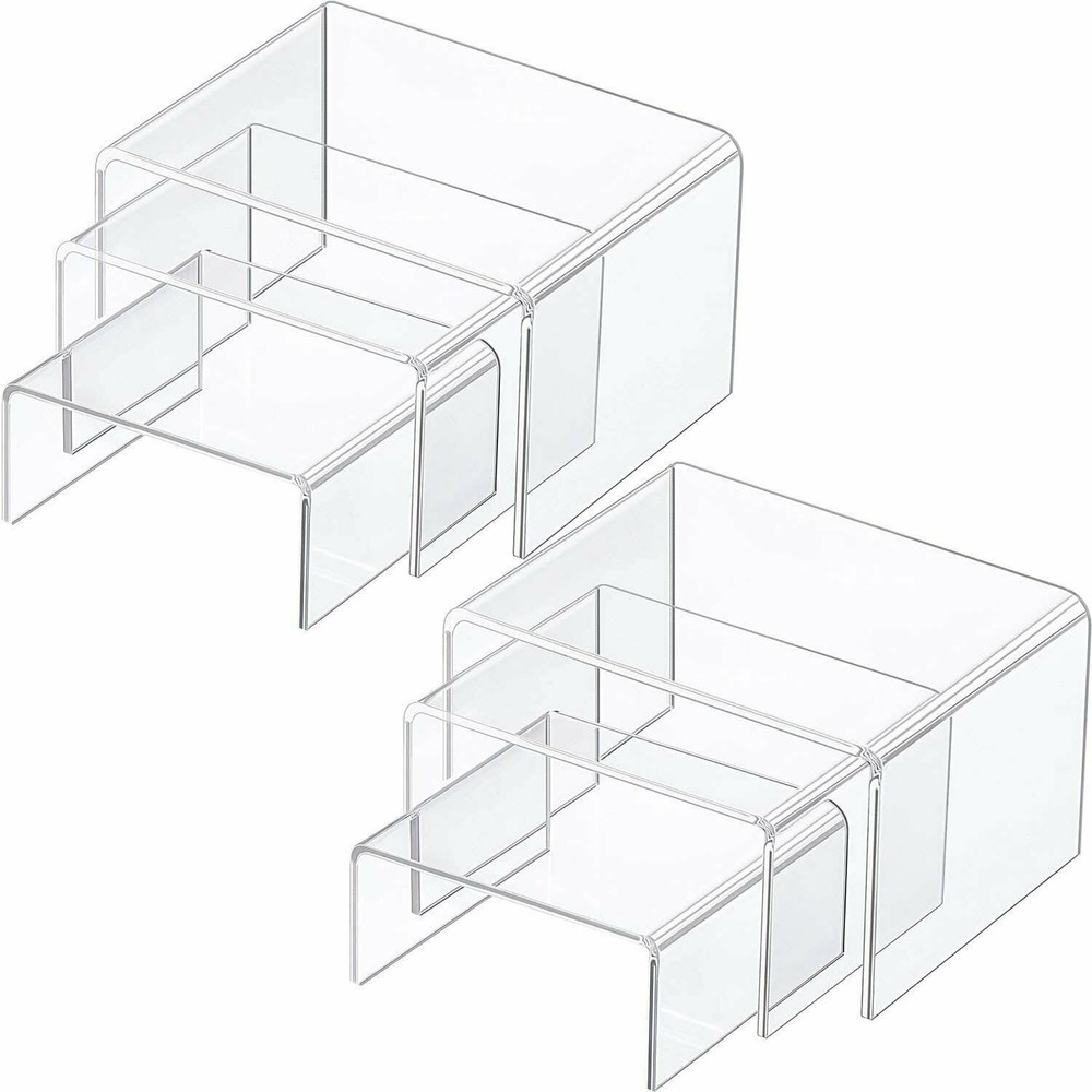 6 Pc Small Clear Acrylic Jewelry Display Risers Showcase Fixtures Bakery
