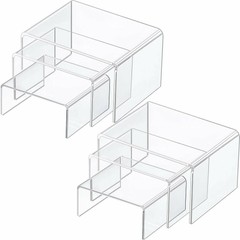 6 Pc Small Clear Acrylic Jewelry Display Risers Showcase Fixtures Bakery