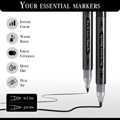 Black Acrylic Paint Pen | Set 2 Black Acrylic Paint Marker Dual Tip (Fine 0,7mm
