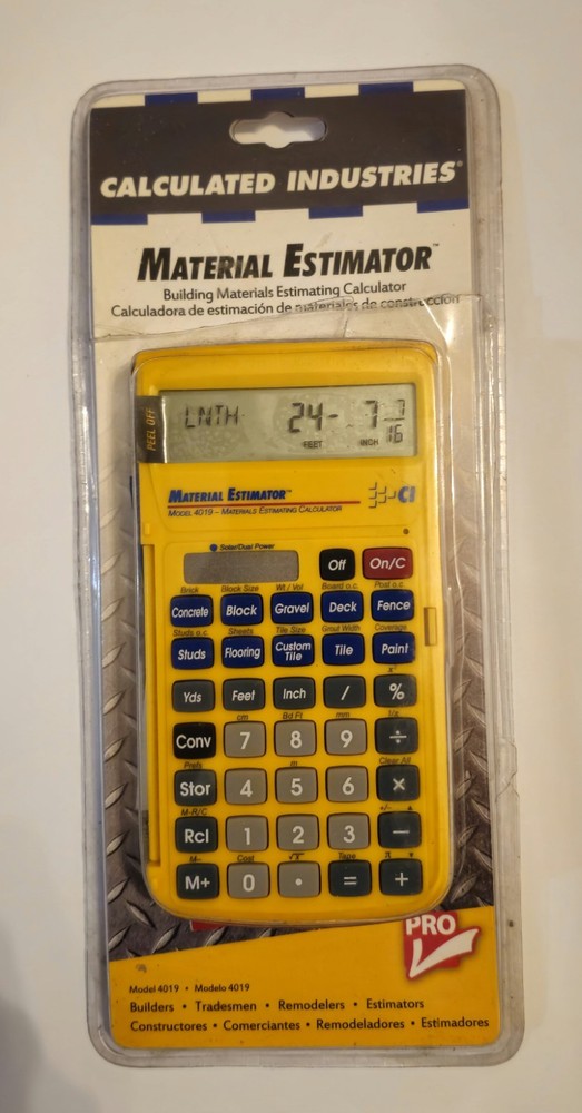 Calculated Industries Building Material Estimator Yellow Dual Solar Powered New