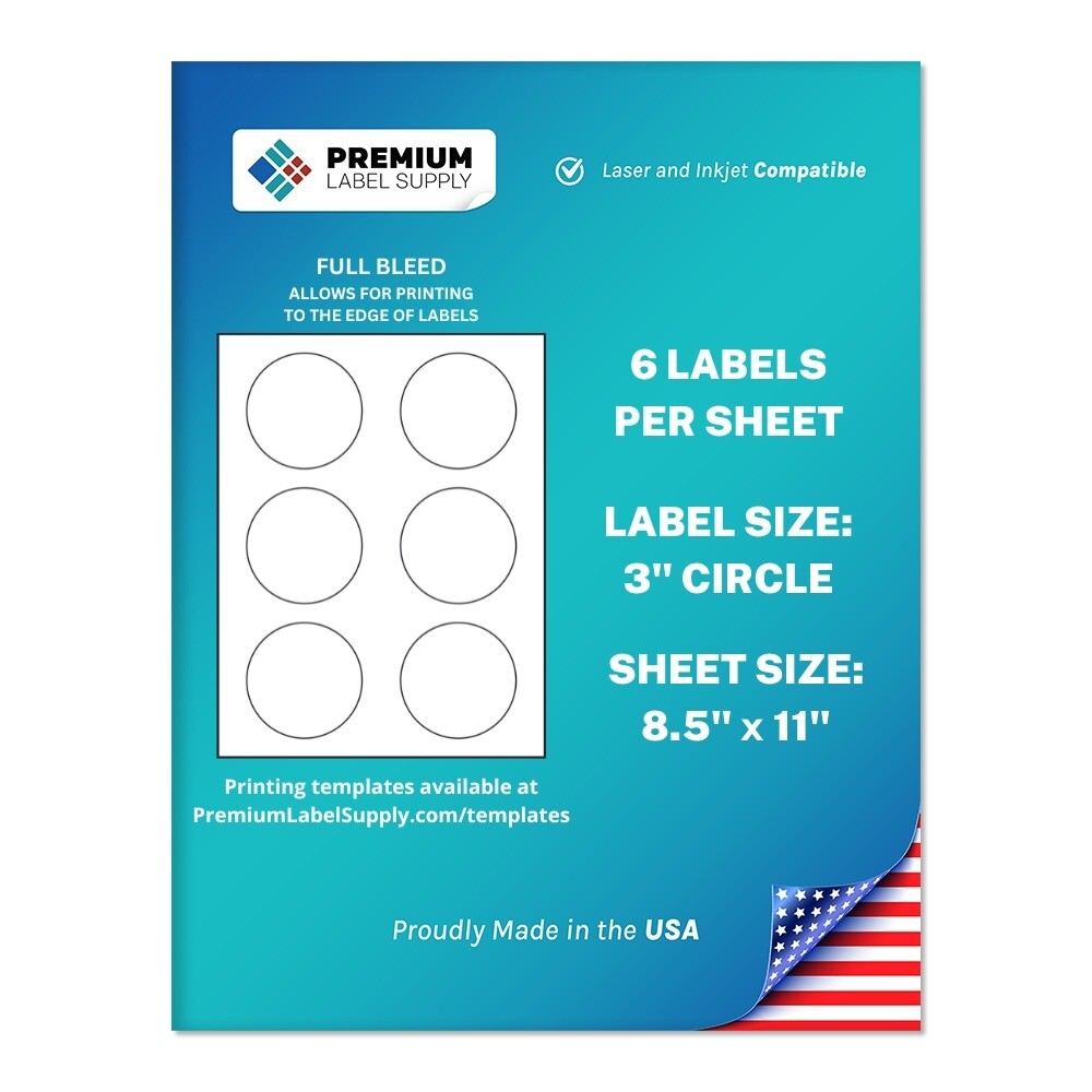 150 Premium 3″ circle stickers / Self Adhesive Labels 6 per sheet